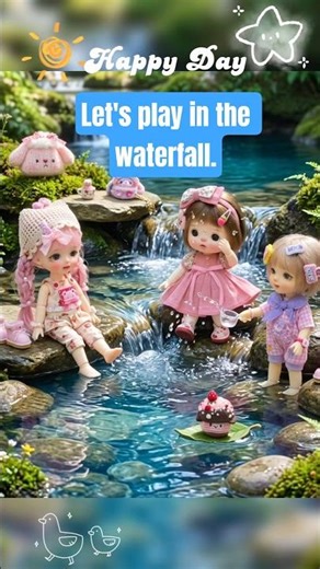 Let's play in the waterfall. #waterfall #travel #viraltiktok #funny #happy