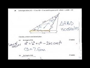 KCSE 2015 Mathematics Paper 1: Question 20 (b) | Sine Law