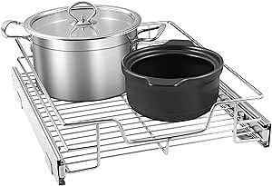 Pull Out Cabinet Organizer, HAVEITS Heavy Duty Slide Out Kitchen Cabinet Storage Shelves, Pull Out Drawer For Kitchen Cabinets with Extension 3 FOLD Drawer Glides and Bumper, 12.5" W x 17" D x 3.2” H