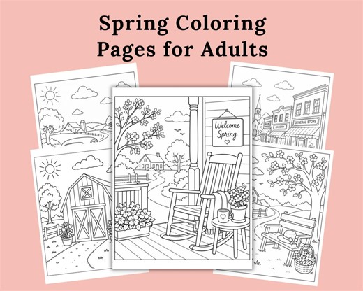 Spring Coloring Pages Adult, Crafts for Seniors, Spring Coloring Sheets, Spring Activities, Printable Vintage Coloring - Etsy