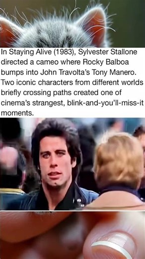 In Staying Alive 1983 Sylvester Stallone directed a cameo where Rocky Balboa bumps into