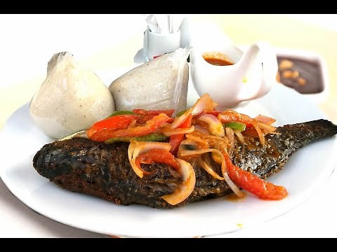 Amazing Grilled Tilapia & Gari (Eba) with Spicy Sauce
