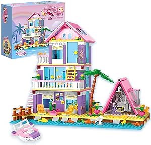 Girls Building Blocks Dream House Toys, Seaside Beach Villa Friends Building Set, 791 Pieces Mini Bricks