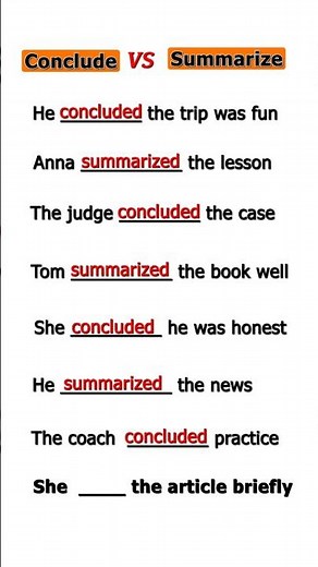 Conclude vs Summarize | Learn the Difference Fast! #EnglishGrammar