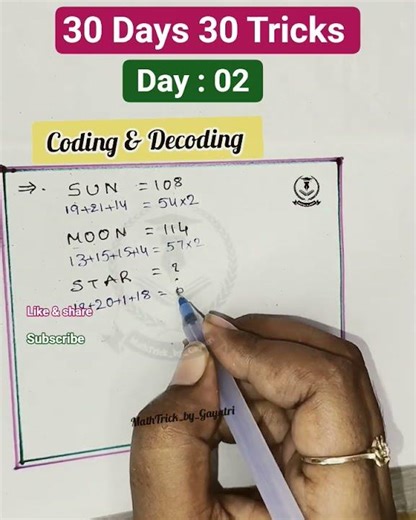 30Days 30Tricks |coding and decoding|Reasoning|@MathTrick_by_Gayatri #rrb #ssccgl2026