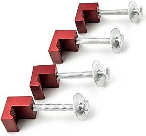 Tool Box Mounting Clamps J Hooks Kit for Pickup Truck, Tie Downs Aluminum J Hooks Crossover Tool Box Pickup, (4 Pack Red)