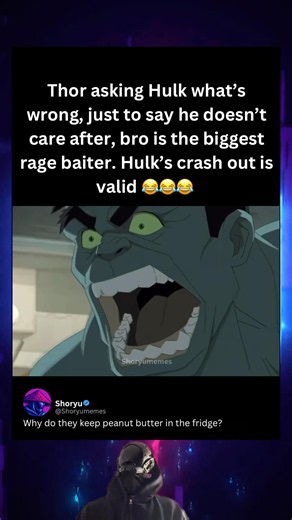 Hulk Crashes out on Thor 😂 #avengers #marvel