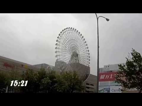 Ferris wheel spinning in strong winds during Typhoon Megi