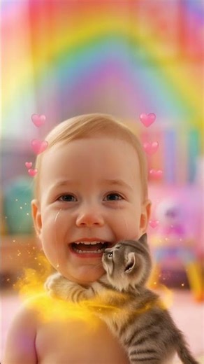 Crying Baby Gets a Surprise Hug 😢🐱✨