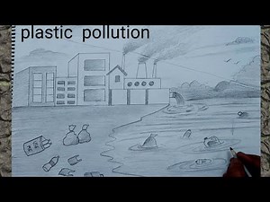 Plastic pollution Scenery drawing || Environment pollution Drawing Tutorial | Pencil Drawing