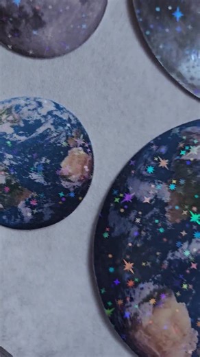 Holographic Earth Moon Stickers | Realistic Space Sticker Set | Celestial Planet Vinyl Decals | Astronaut Cosmic Aesthetic - Etsy