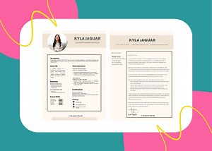 Modèle de CV moderne et lettre de motivation, modifiables sur toile (téléchargement numérique)