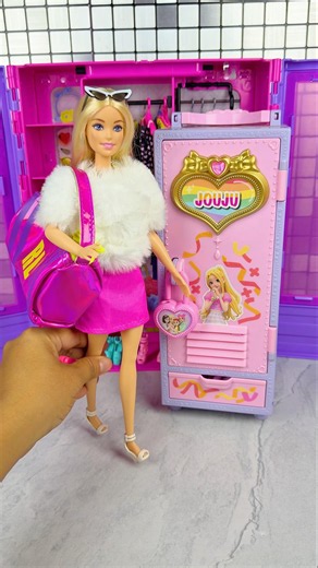 Satisfying With Unboxing Barbie Doll Clothes And Locker Set Toys #shorts