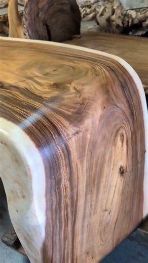 live edge monkey wood table credenza desk "waterfall" leg