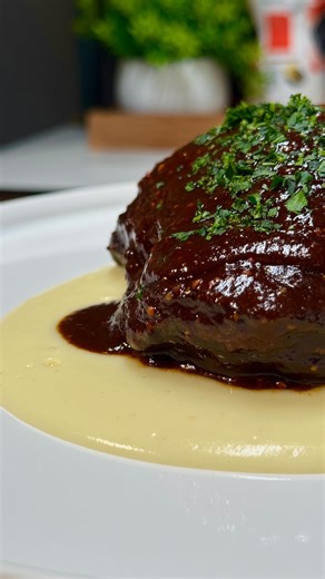 Denis on Instagram: "🥩 Braised Beef Cheeks x Red Wine Reduction x Potato-Celery Purée 🍷 Full and proper recipe is on Substack - link in bio! 🔥 There are some details about making it right. Whole bottle of Pinot Noir reduced x7, right acidity and sweetness balance together with long-long braise and creamy purée. It’s always a winner on a Holiday table. Cheers!"
