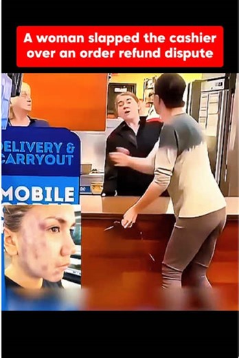 A woman slapped a cashier over an order refund dispute #usa #crimetok #police #copsoftiktok #caughtoncamera #usnews #fyp