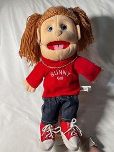 Vintage 2000s 2003 Sunny Puppets Girl Doll Hand Puppet Teaching Red Shirt Earrings Necklace Shoes Yarn Hair Approx. 13" Tall - Etsy