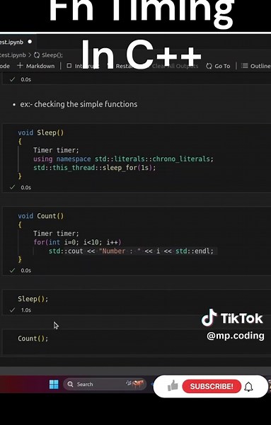 Measuring Function Execution Time in C #cpp#cppprogramming #mpcoding #thread #coding #programming #miniproject #tutorial #codingtutorial #tips #codingtips #viral #capcut #professional #IT #code #fyp #india #cricket #smartpointers