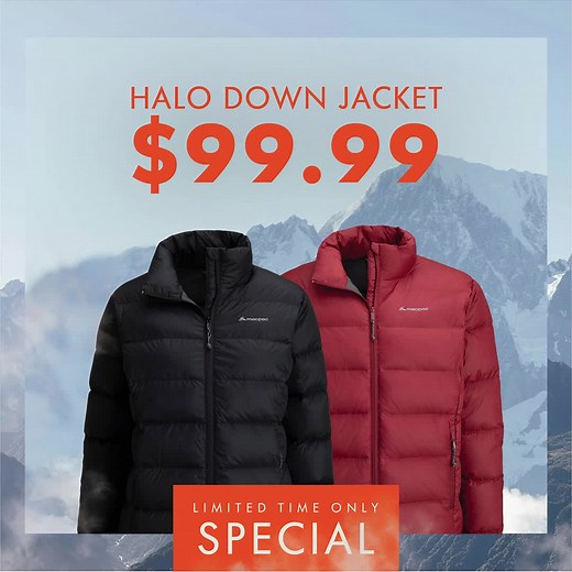Our best-selling Halo Down Jacket now just $99.99 for a limited time only. | Macpac