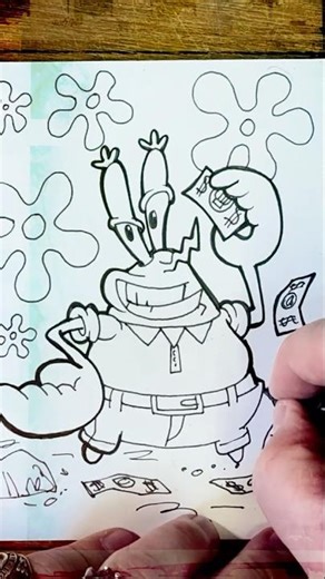 How to draw Spongebob’s Mr Krabs Money Honey 4 #art #drawing #ink #drawing #spongebob #mrkrabs