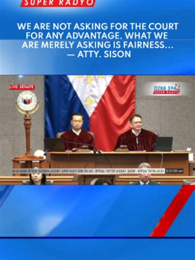 House Lead Prosecutor Cong. Gerville Luistro: The honorable impeachment court has been very much fair... The Presiding Officer even asked the Lead Defense Counsel if she would like to avail of the same opportunity to explain the reason for the withdrawal in the event the Defense would be withdrawing likewise their witnesses... Lead Defense Counsel Atty. Shiela Sison: We are not asking for the Court for any advantage. What we are merely asking is fairness.... #fyp #fypシ #news #newsphilippines #Th