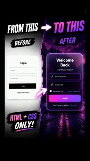 Transform a Simple form into pro Ui | Html Css #coding #tutorial #codingshortvideo #loginpage
