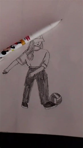 How to draw a girl playing #football drawing 🎨 tutorial pencil drawing 🎨
