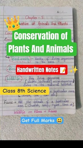Handwritten Notes | Conservation of Plants and Animals | Class 8th Science NCERT #class8 #cbse