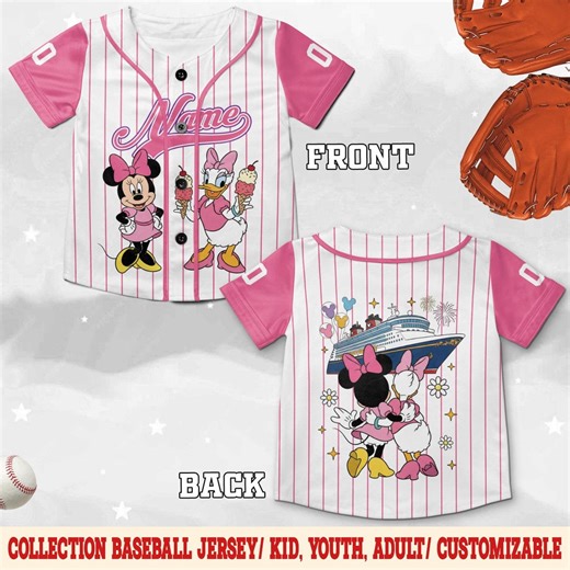 Minnie Mouse Baseball Jersey, Girls Cruise Trip Jersey, Disneyland Baseball Team Matching Outfit, Minnie Daisy JCUP06 - Etsy