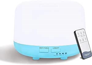 CHOUWEEK 300ML Air Diffuser for Essential Oils, Ultrasonic Aromatherapy Diffuser, Remote Control Aroma Diffuser Humidfer, 7Color Changing LED Light,Auto-Off, Timer for Home, Bedroom, Office, Kids.