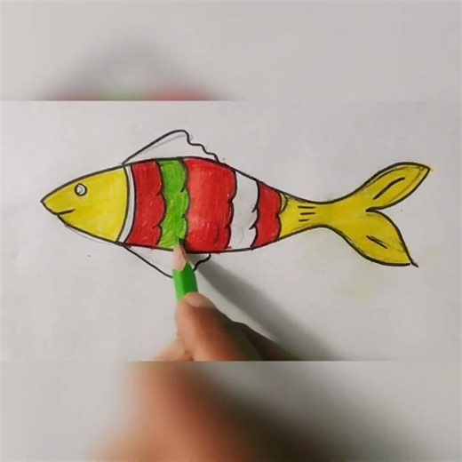 Fish Drawing Easy || How to Draw a Cute Fish With Colour Pencil Easy step by step || fish Drawing