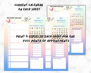 Weekly Appointment Sheets, My Health Advocate - Etsy