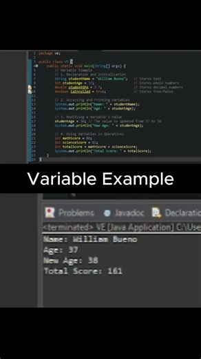 Variable Example in Java #study #java #coding