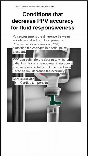 Conditions that decrease PPV accuracy for fluid responsiveness