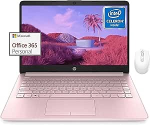 HP Stream 14-inch Laptop for Student and Business - Intel Quad-Core Processor, 8GB RAM, 64GB eMMC, 1-Year Office 365, 12H Long Battery Life, HD Webcam, Wi-Fi, Win 11 H in S Mode, with Wireless Mouse
