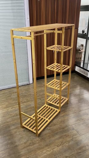 Bamboo wood clothes rack