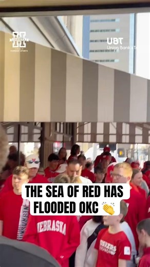 Husker fans have taken over to send off their basketball team in OKC.