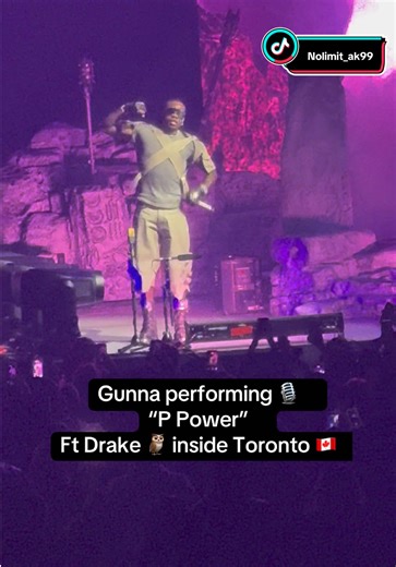 Gunna performing “P Power“ ft Drake at the Wun World Tour inside Toronto at the Coca-Cola Coliseum @Gunna @drakerelated_ #Gunna #Wunna #drake #concert #toronto