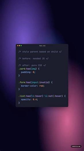 Style Parents Without JavaScript (CSS :has) #Shorts #css