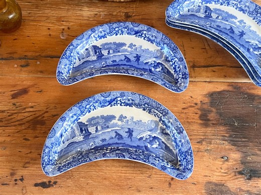 Antique Copeland Spode Blue Italian Bone Dish, Crescent Shaped China Plate, Vintage English Dining, Small Plate Serving Dish | 5 Available - Etsy UK