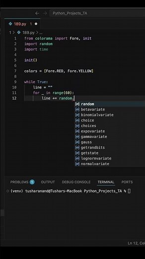 colorful terminal animation 🔥 #coding #python #programming #terminal #ytshorts #shorts