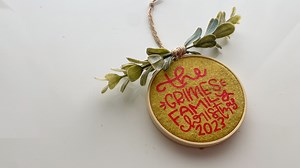 35 reactions | Grab some HTV! You'll love how easy it is to craft these personalized ornaments  https://sofontsy.com/blogs/tutorials/embroidery-hoop-ornament-christmas-ornament-design-bundle  Get the personalizable design we used here: https://sofontsy.com/products/christmas-ornament-design-bundle | So Fontsy | Facebook