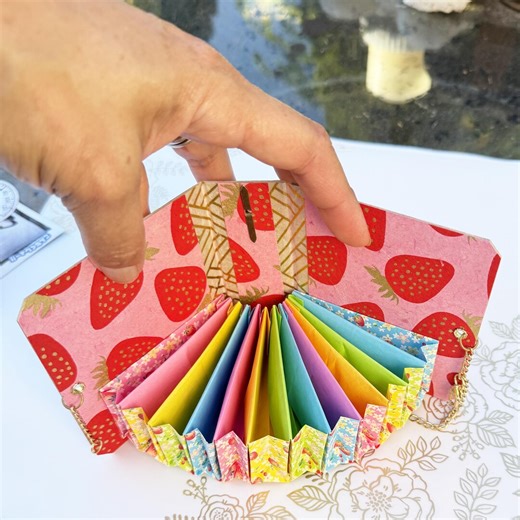 Strawberry Mini Accordian File, Origami, Handmade, Tiny Storage, Ephemera Storage, Pink - Etsy