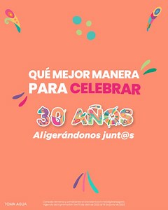 ¡30 años ameritan 30 regalos! Regístrate en http://www.bonafont.com.mx/aligerateygana y participa para ganar un viaje. ¿Ya sabes a dónde te gustaría ir? #aligérateygana #30razones30años | Bonafont