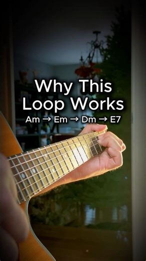 Why This A Minor Loop Works – Am → Em → Dm → E7 Acoustic Guitar #Shorts