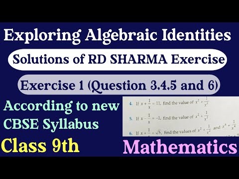 Algebraic Identities || Class 9th || RD Sharma Exercise 1 || Question 3, 4, 5 and 6