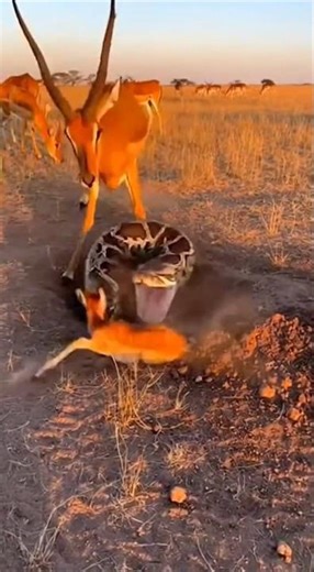 GONE IN SECONDS! Python Ambush Drags Antelope Underground #python #antilope #animals #wildlife
