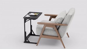 Tatub Folding TV Tray Table, 24" Wide C-Shaped End Table for Couches, Small Sofa-Side Laptop Desk with Metal Frame for Living Room, Bedroom, Rustic Brown