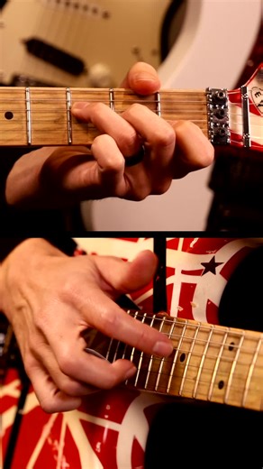 This is a whole lotta fun to play! Those tapped harmonics pinging off the fretboard, with lush chords joined by a morse code-style bass line, Edward takes us on a meandering & progressive harmonic journey before hitting that climatic drum & guitar run, followed by the punchy arrival of an intense groove. The rhythm section is taut, while those Aeolian changes add to the tension & drama. Pretty cool that he played this with the same axe he used on Jump, Hot for Teacher & Drop Dead Legs: an unsusp