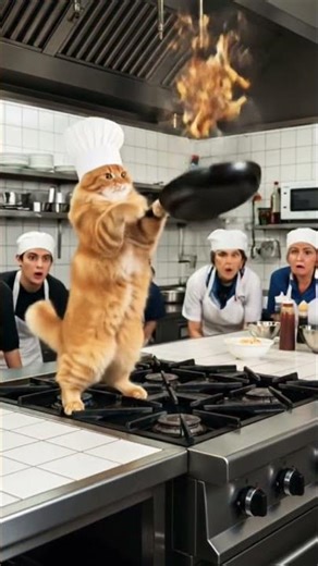 Chef Cat Cooking in a Restaurant 😳 #viral #funny #comedy #kids #funnymoment #funniestvideo